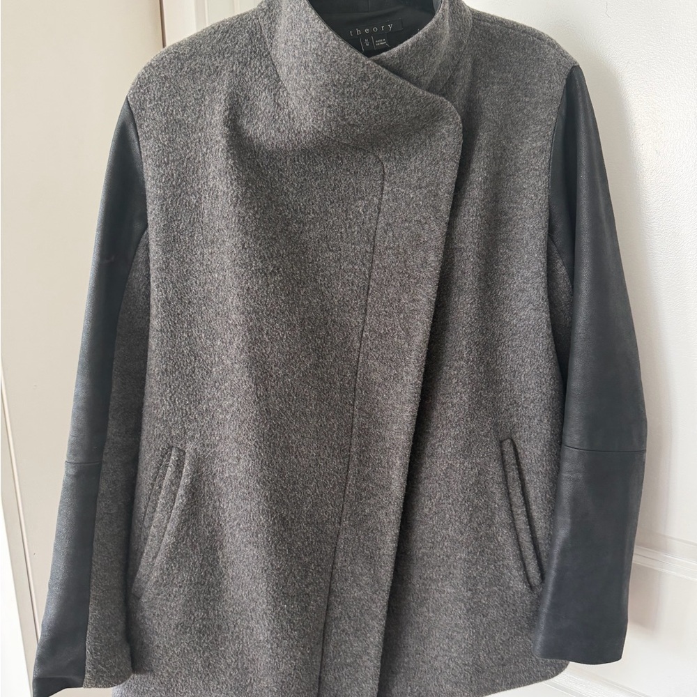 Theory Charcoal and Black Pea Coat